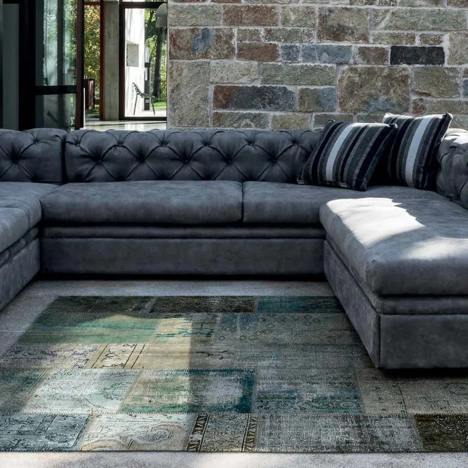 Wohnzimmersofa mit verstellbarer Kopfstütze und Halbinsel - Unleashed Viadurini