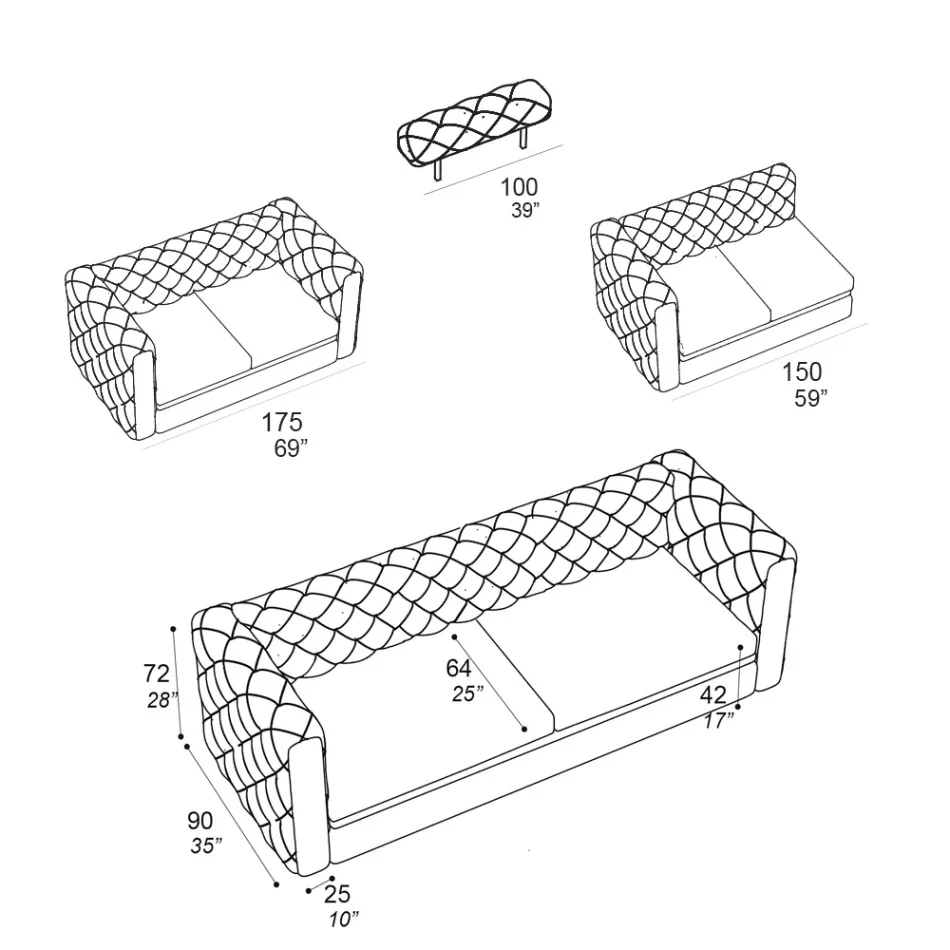Wohnzimmersofa mit verstellbarer Kopfstütze Made in Italy - Unleashed Viadurini