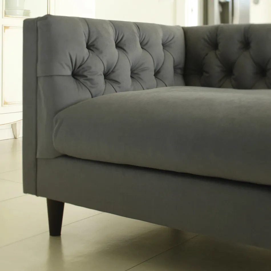 Wohnzimmersofa mit Holzstruktur und Füßen Made in Italy - Comico Viadurini