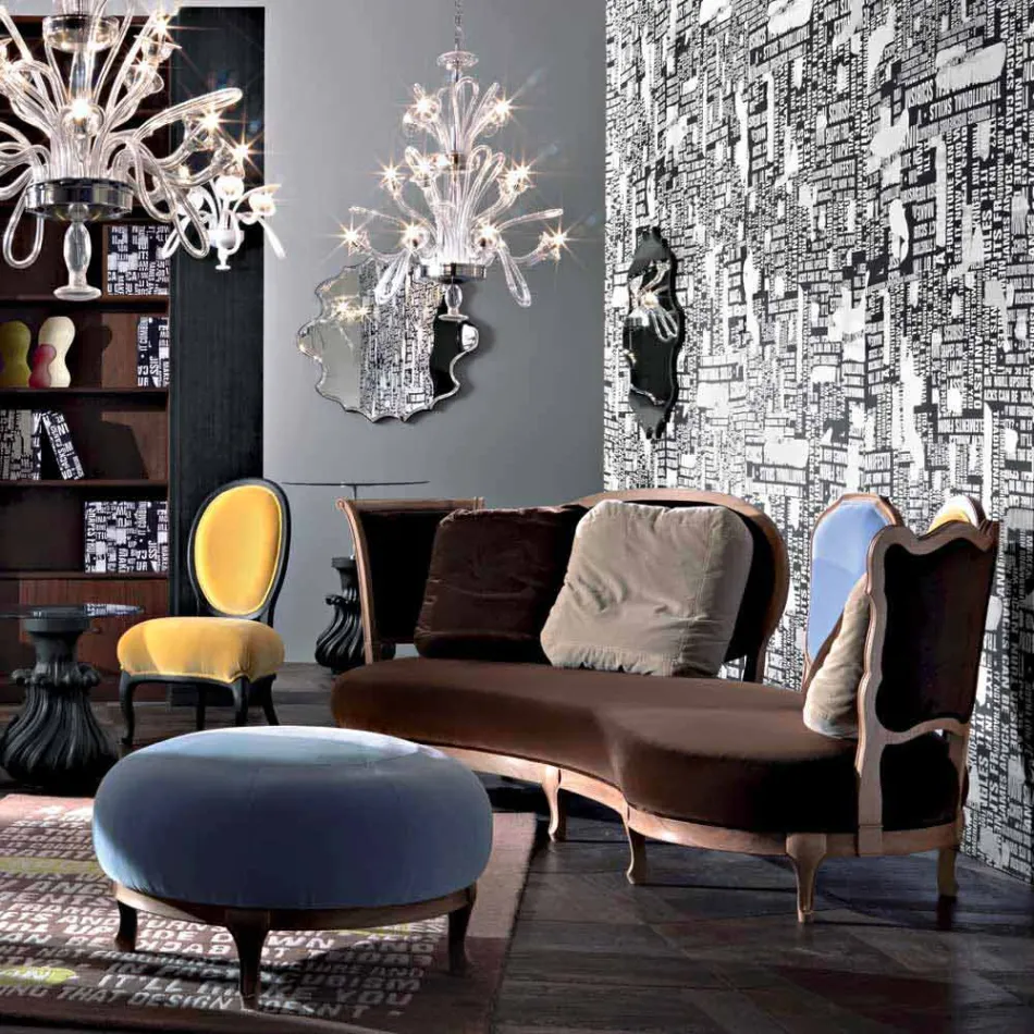 Luxus-Design-Sofa, 5 feste Holzrückenlehnen, hergestellt in Italien, Manno Viadurini