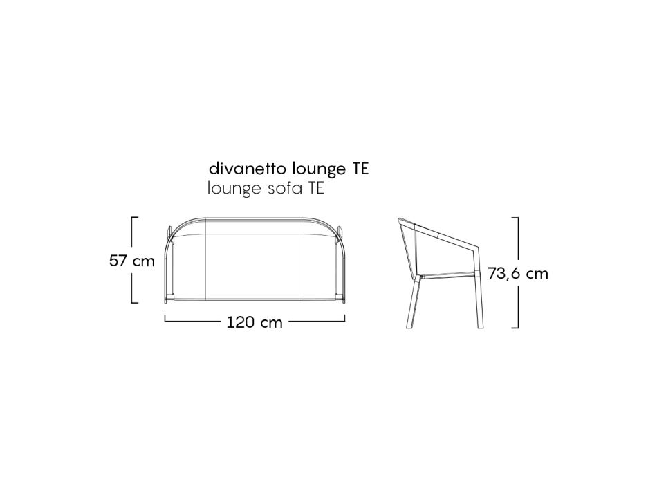 2-Sitzer Outdoor-Sofa mit Aluminiumstruktur Made in Italy - Zaika Viadurini