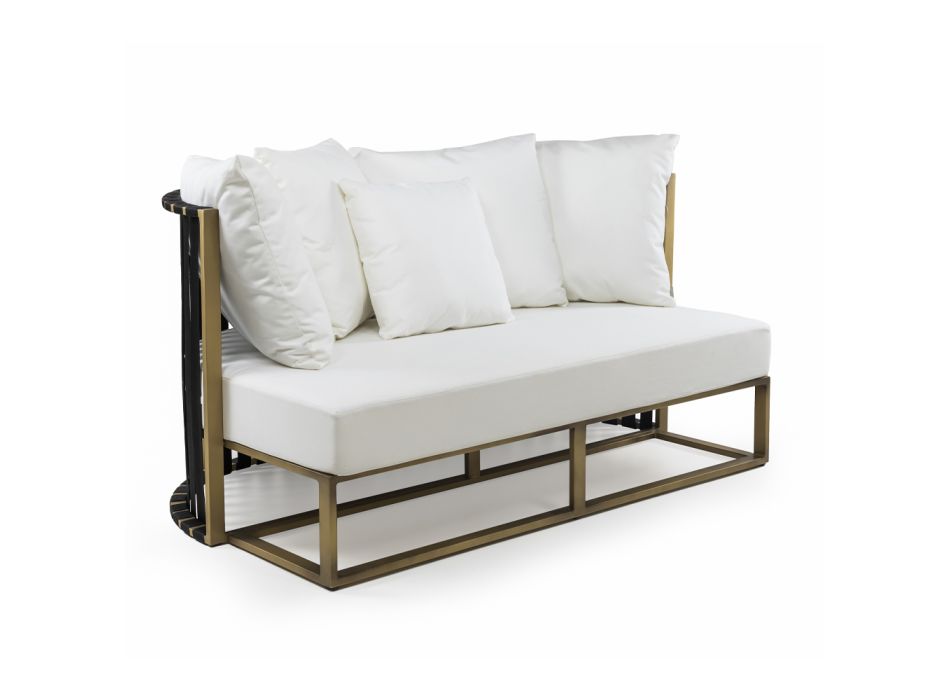 2-Sitzer-Outdoor-Sofa aus Aluminium mit luxuriösen Design-Seilen 3 Oberflächen - Julie Viadurini