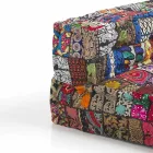 Gepolstertes Zweisitzer-Ethnosofa aus Patchworkstoff und Holzfaser Viadurini