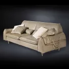 Massivholz und Leder-Sofa mit Armlehnen Eve-Objekte führt Viadurini