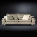 Massivholz und Leder-Sofa mit Armlehnen Eve-Objekte führt Viadurini