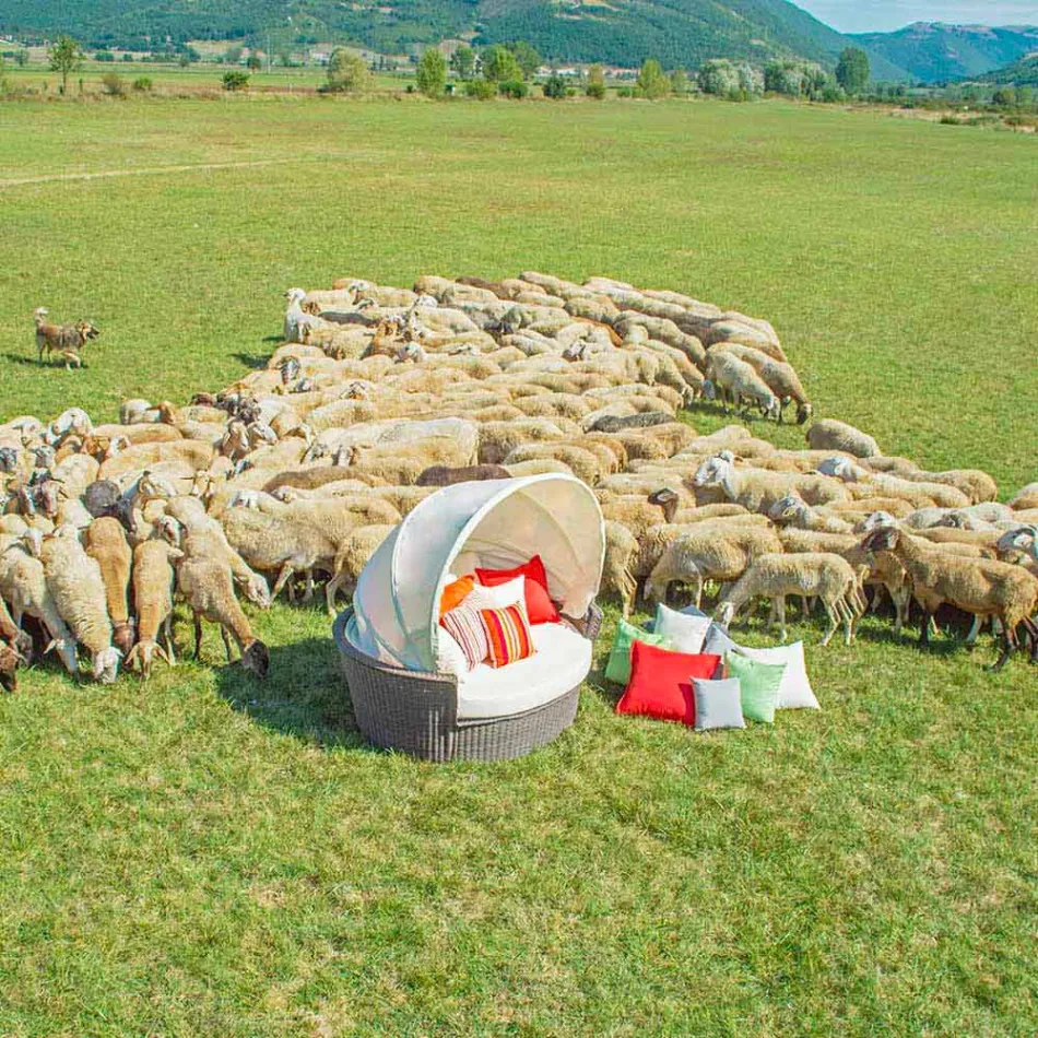 Sofa Insel mit Hector entspannende Gärten Weben von Hand, modernes Design Viadurini