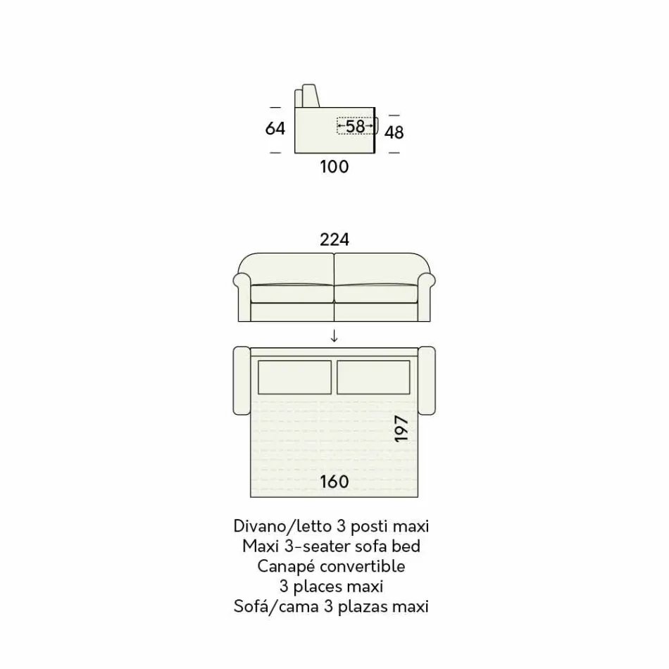 Doppelschlafsofa aus Designstoff Made in Italy - Anemone Viadurini