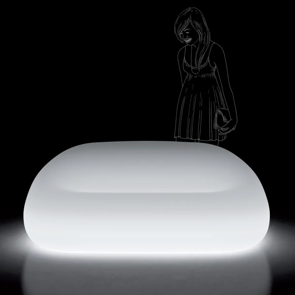 Helles Outdoor-Sofa mit LED-Licht aus Polyethylen, hergestellt in Italien – Ervin Viadurini