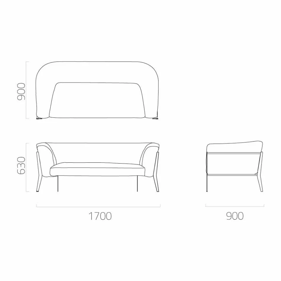 Modernes Sofa für herausnehmbares Design im Außen- oder Innenbereich Made in Italy - Carmine Viadurini