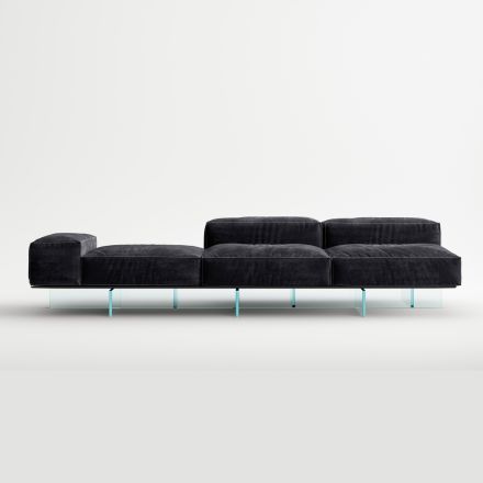 Saphir – Modernes Modulsofa mit Glasfuß, hergestellt in Italien Viadurini