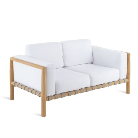 Outdoor-Sofa 2 oder 3 Sitze aus Teakholz mit Kissenset inklusive Made in Italy - Liberato Viadurini