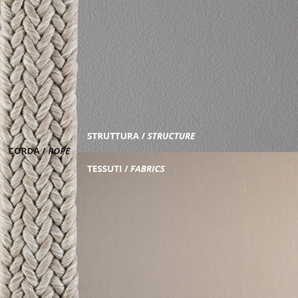 Outdoor-Sofa aus Stahl und Seil in verschiedenen Größen mit Kissen Made in Italy - Helga Viadurini