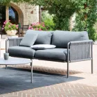 Outdoor-Sofa aus Stahl und Seil in verschiedenen Größen mit Kissen Made in Italy - Helga Viadurini