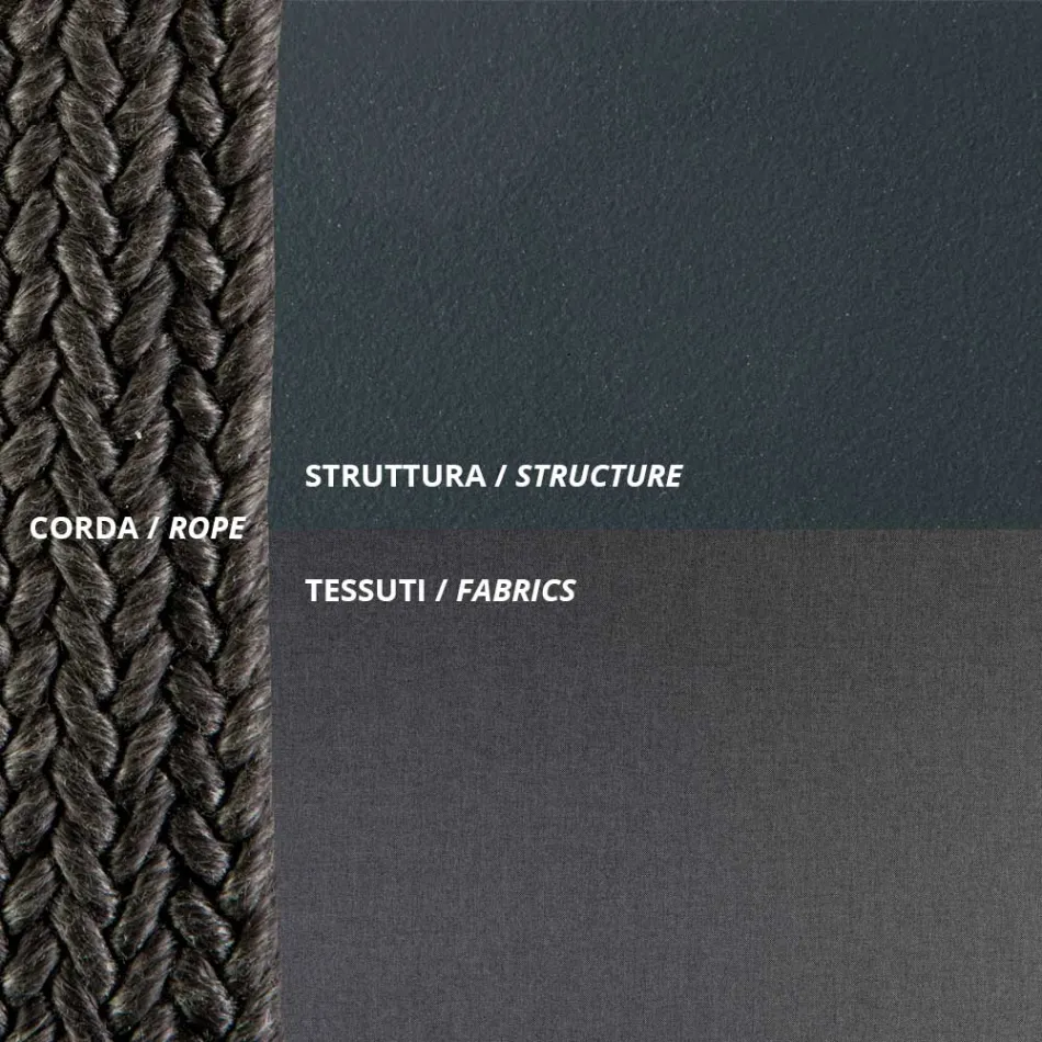 Outdoor-Sofa aus Stahl und Seil in verschiedenen Größen mit Kissen Made in Italy - Helga Viadurini