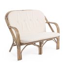2-Sitzer-Outdoor-Sofa für den Garten in Rattan White Cushions - Maurizia Viadurini