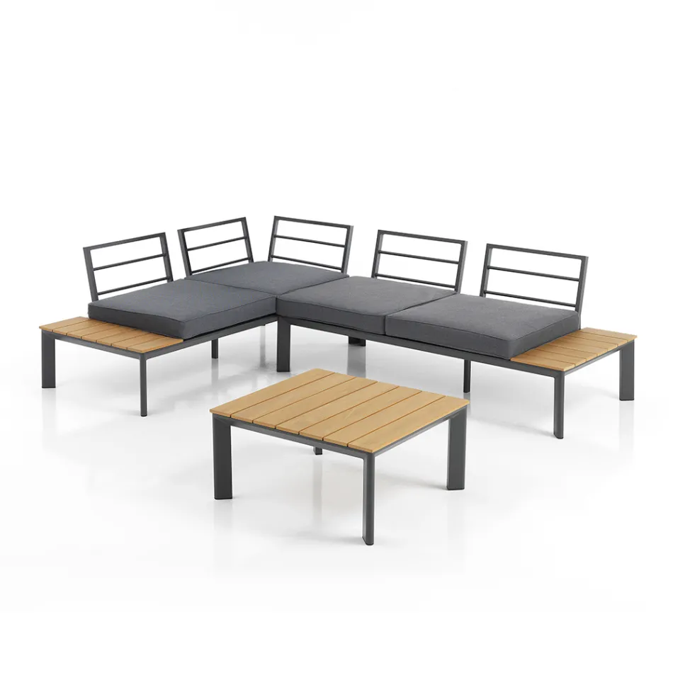 In Chaiselongue umwandelbares Sofa mit verstellbarer Rückenlehne und Couchtisch - Finir Viadurini