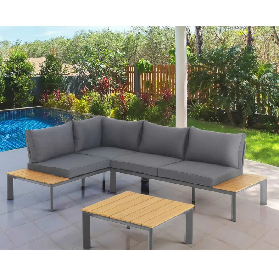 In Chaiselongue umwandelbares Sofa mit verstellbarer Rückenlehne und Couchtisch - Finir Viadurini