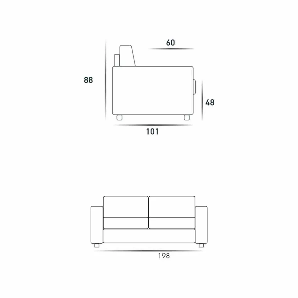 Drei-Sitzer-Sofa modernes Design Kunstleder / Stoff in Italien Mora Viadurini