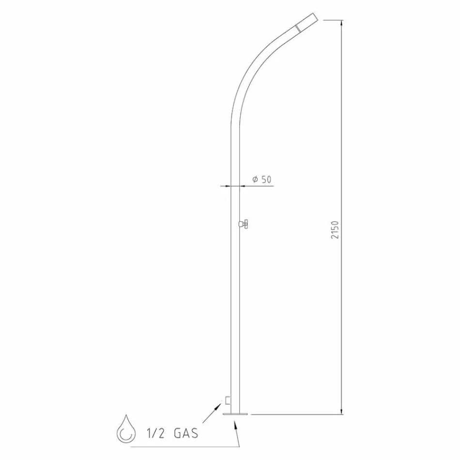 Gartendusche mit eingebautem Duschkopf aus Edelstahl Made in Italy - Yuki Viadurini