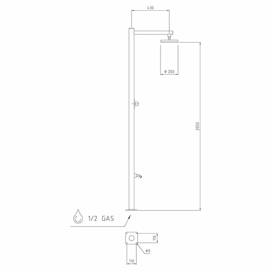 Edelstahl-Außendusche mit zeitgesteuertem Wasserhahn Made in Italy - Modeo Viadurini