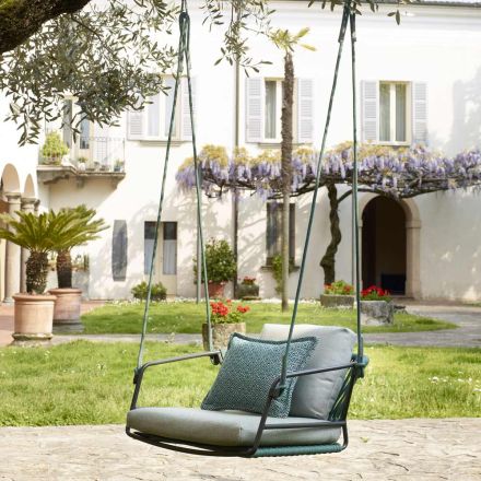 Gartenschaukel mit Sitz und Rückenlehne aus nautischem Seil, hergestellt in Italien – Lisafilo Viadurini