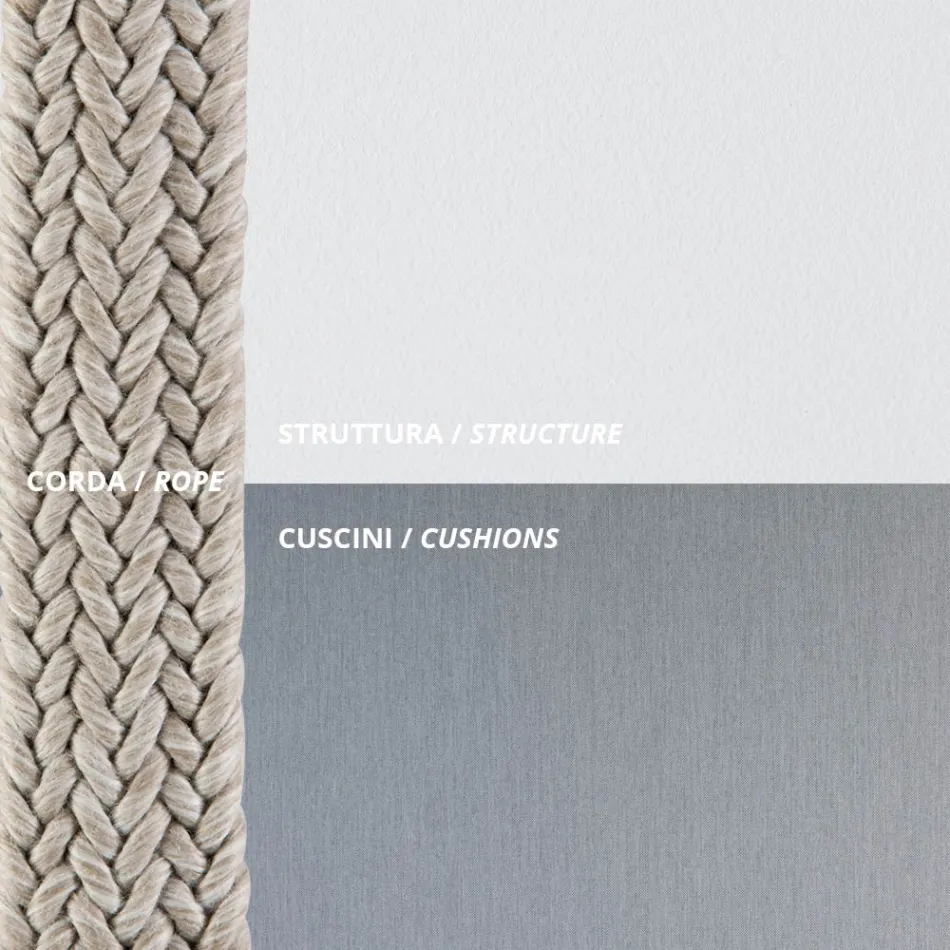 Gartenschaukel aus Stahl mit Seilen und Kissen inklusive Made in Italy - Bronn Viadurini