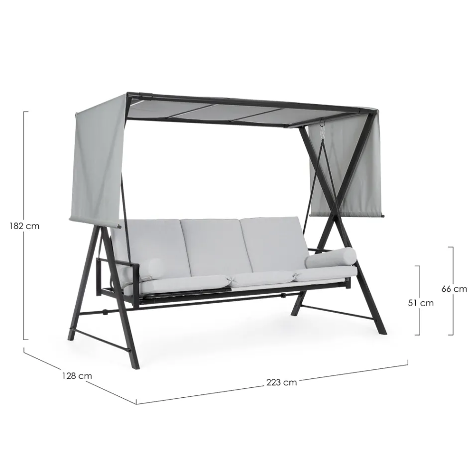 Swing, umwandelbar in ein Bett für den Garten aus Stahl und Stoff – Rückruf  Viadurini