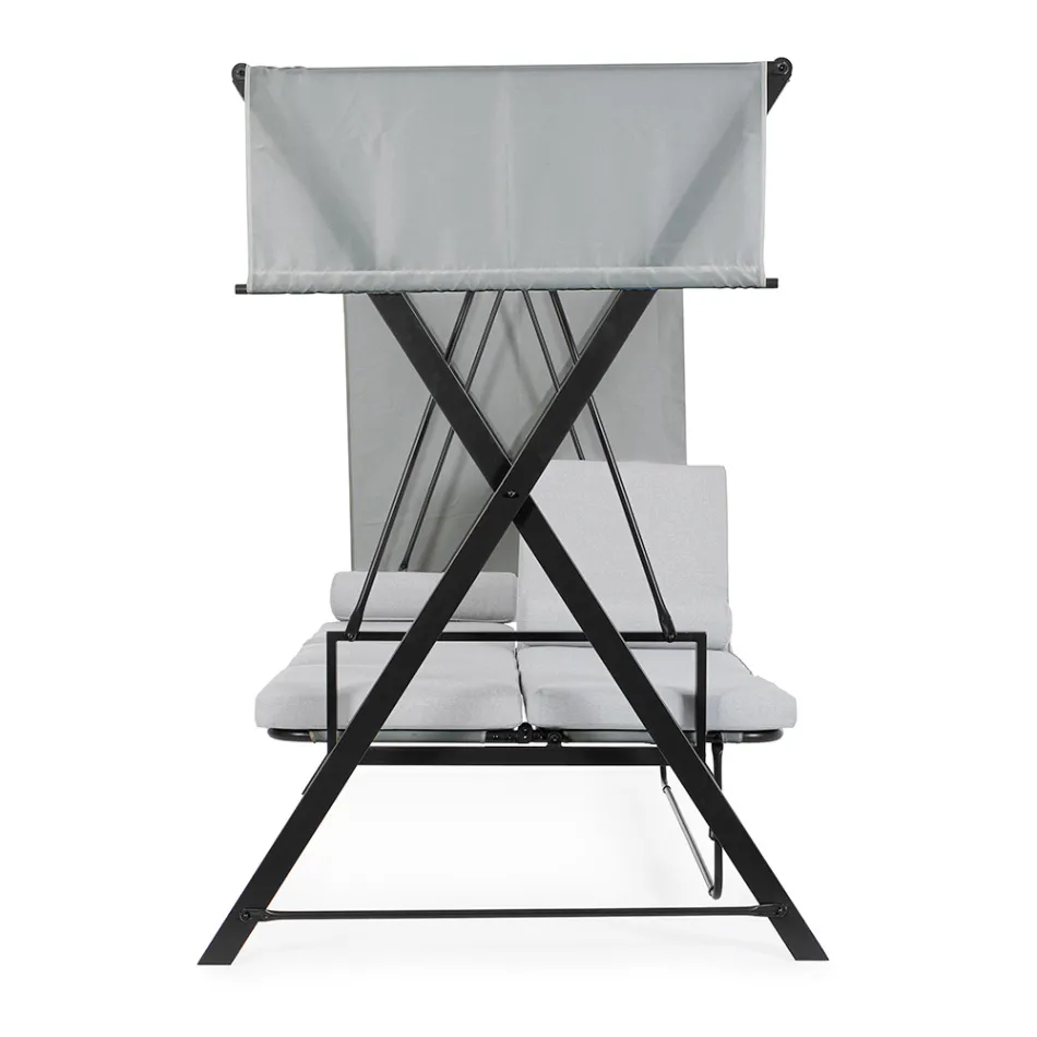 Swing, umwandelbar in ein Bett für den Garten aus Stahl und Stoff – Rückruf  Viadurini