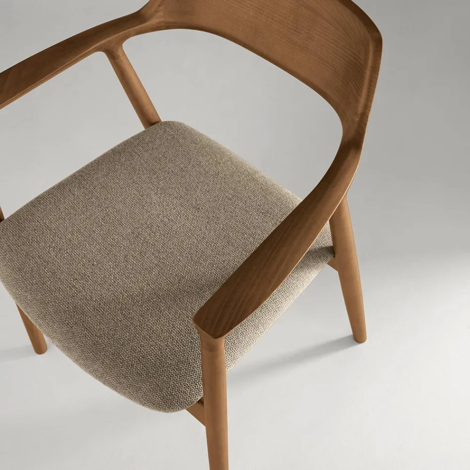 Zwei Stühle aus Buchenholz mit gepolstertem Sitz in zweifarbigem Stoff - Dorian Viadurini