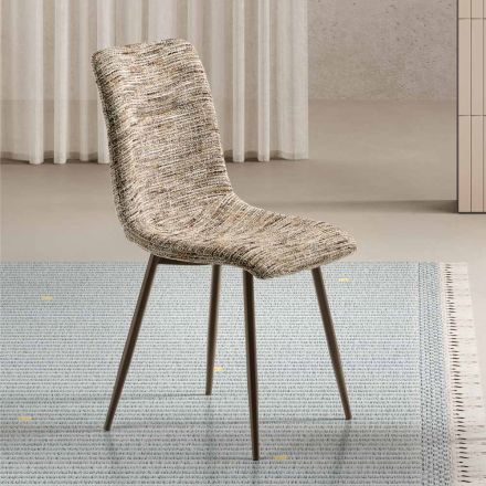 Zwei moderne Stühle mit Stoffbezug und zweifarbig lackiertem Metall – Miral Viadurini