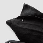 Quadratischer Kissenbezug aus schwarzem, schwerem Leinen und Spitzen, hergestellt in Italien – Matero Viadurini