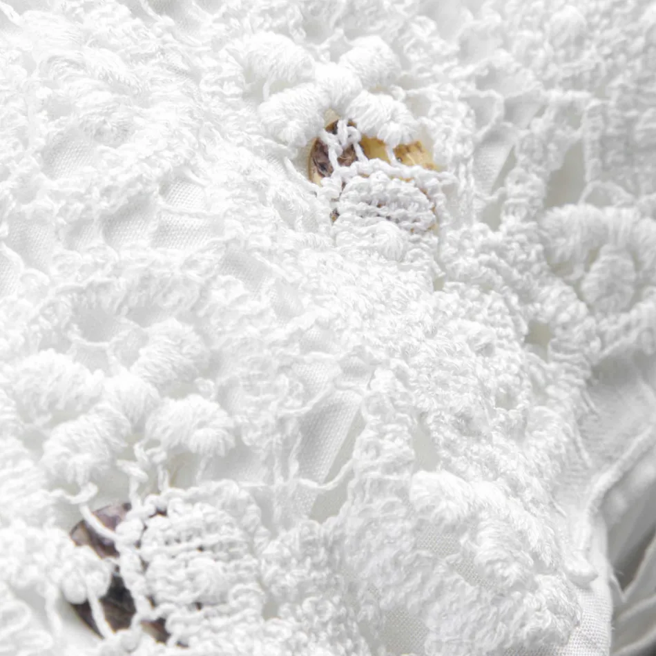 Kissenbezug aus Leinen mit weißer Spitze für ein luxuriöses Designbett, hergestellt in Italien – Kiss Viadurini