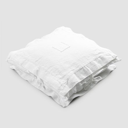 Quadratischer Kissenbezug aus schwerem weißem Leinen und Schnürsenkel Made in Italy - Matero Viadurini