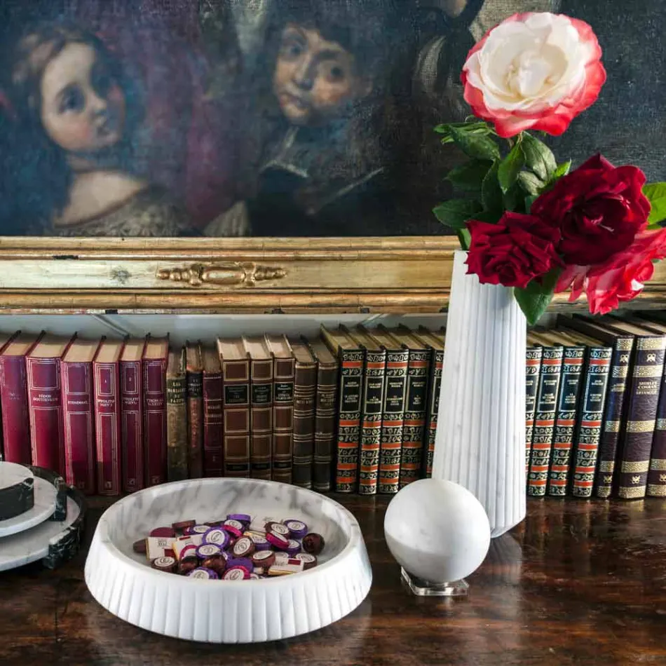 Moderner Sphere Briefbeschwerer aus italienischem Satin White Marmor, 2 Stück - Sphere Viadurini