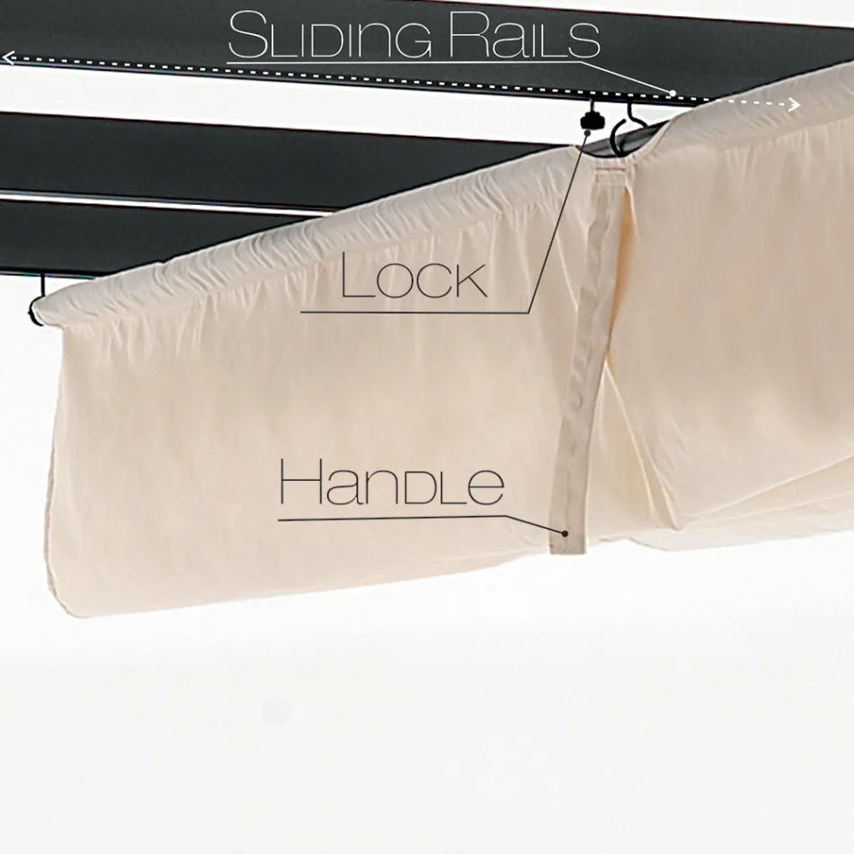 Pavillon aus epoxidpulverlackiertem Aluminium und Gleittuch – Manger Viadurini