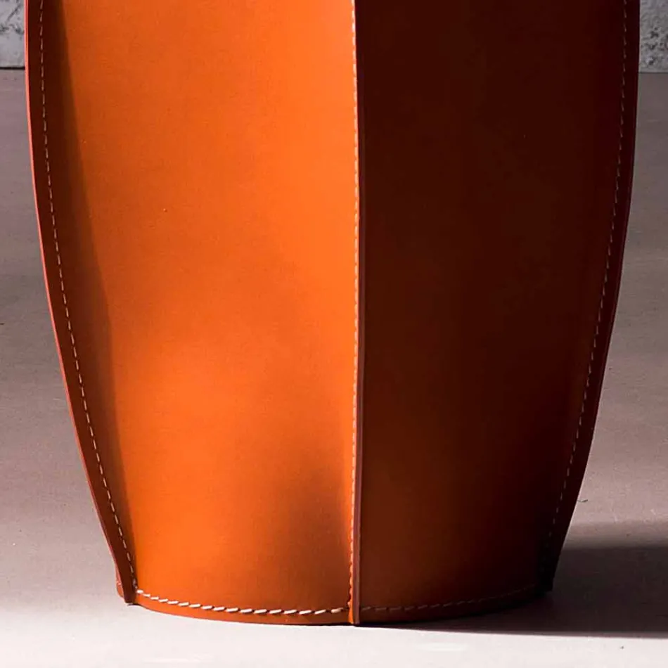 Design-Abfalleimer aus regeneriertem Poligiono-Leder, hergestellt in Italien Viadurini