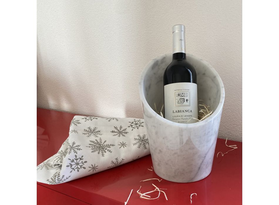Wein- oder Champagner-Glacette aus weißem Carrara-Marmor Made in Italy - Ciotti Viadurini