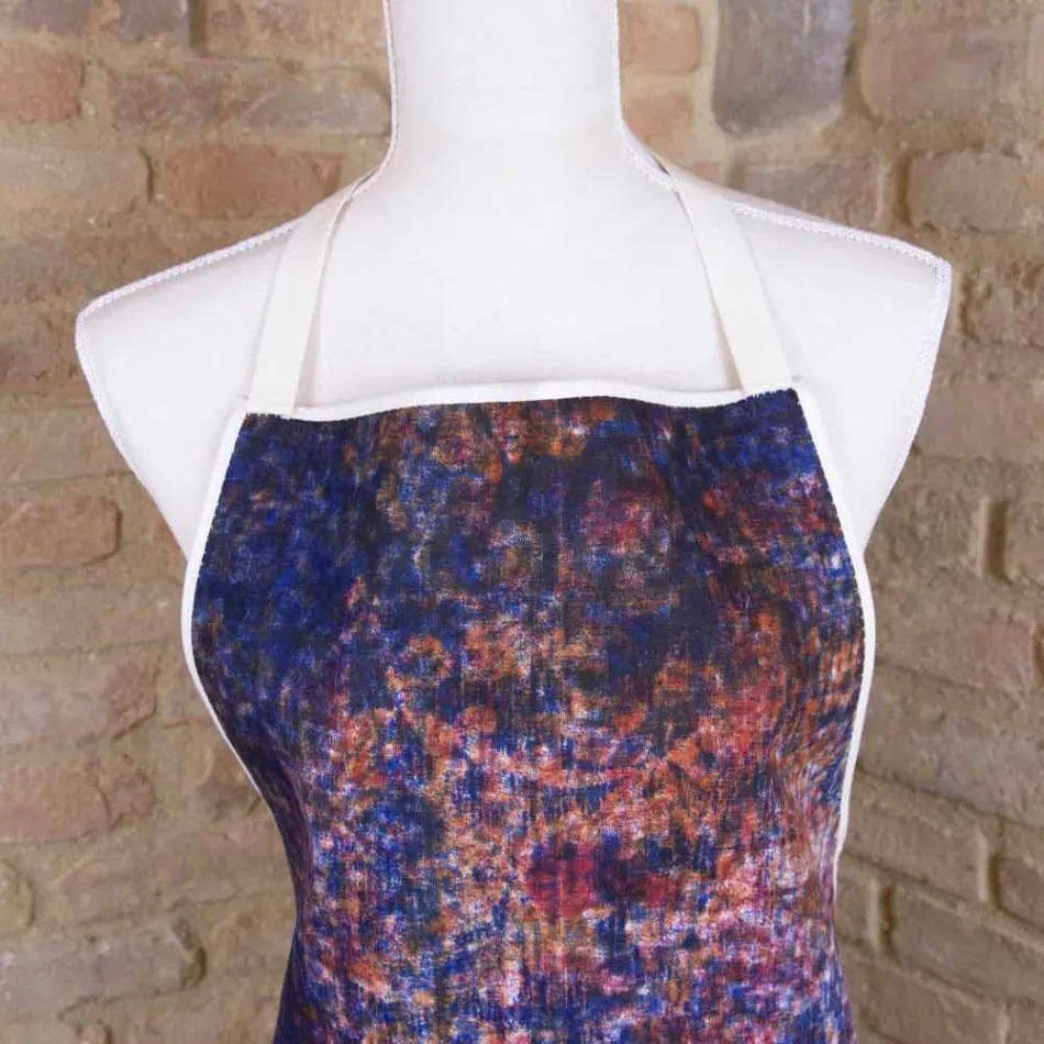 Italienische handgefertigte Schürze aus Baumwolle mit manuellem Kunstdruck - Marken Viadurini