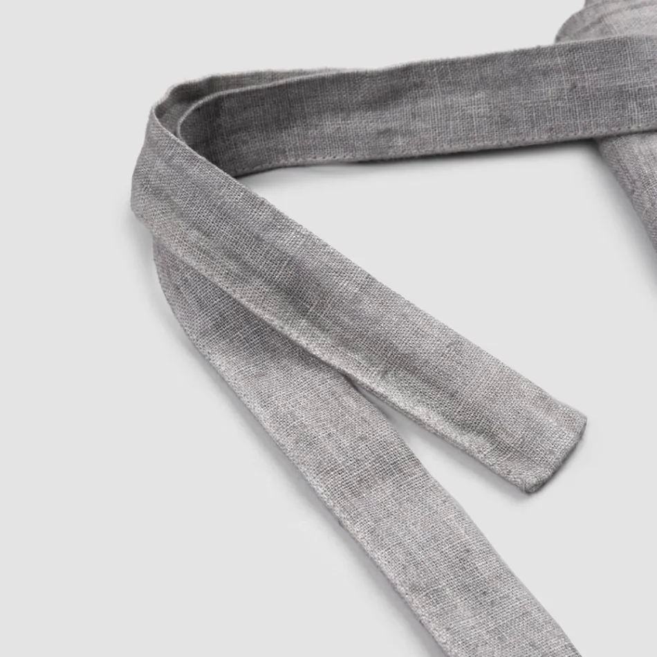 Anthrazitgraue Küchenschürze aus Leinen, niedriges Modell mit Tasche – Flick Viadurini