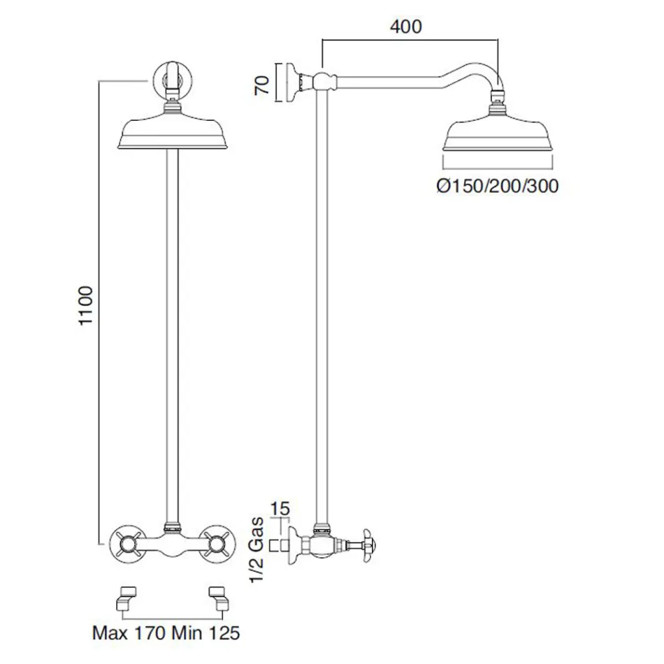 Handgefertigte Messing-Duschgruppe im klassischen Stil - Miriano Viadurini