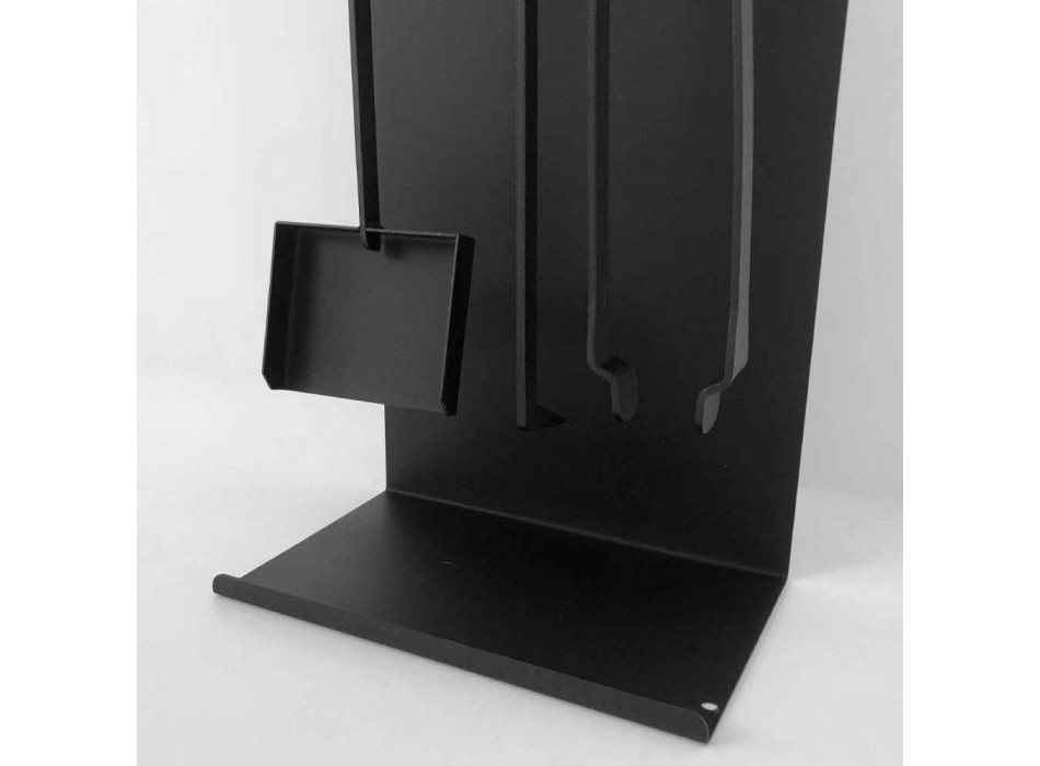 Set Design Kaminholzset  aus schwarzem Stahl Made in Italy - Ostro Viadurini