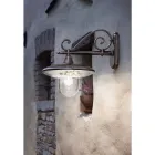 Garten-Wandlampe aus schwarzem Aluminium, handbemalte Blumen - Latein Viadurini