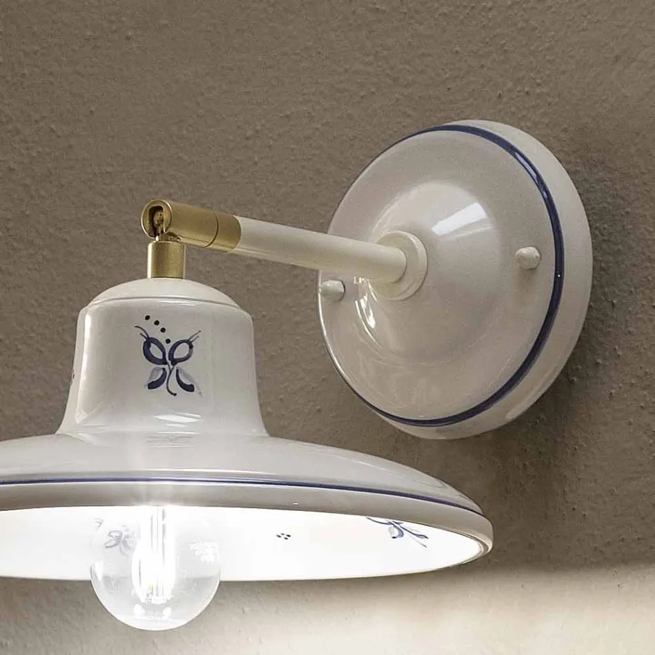 Handbemalte Vintage Wandlampe aus Keramik - Como Viadurini