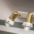 Lineare Wandleuchte 3 Strahler aus Messing und handgefertigter Keramik - Savona Viadurini