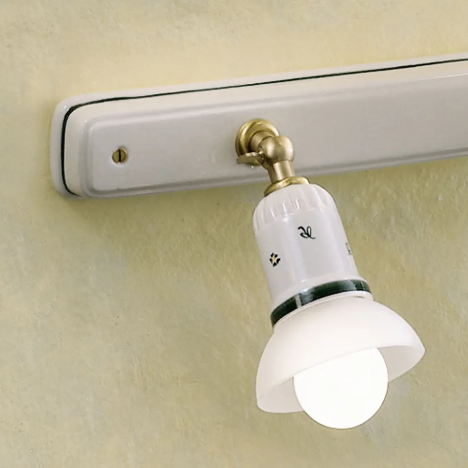 Wandleuchte 2 oder 3 Strahler Messing und handbemalte Keramik - Savona Viadurini