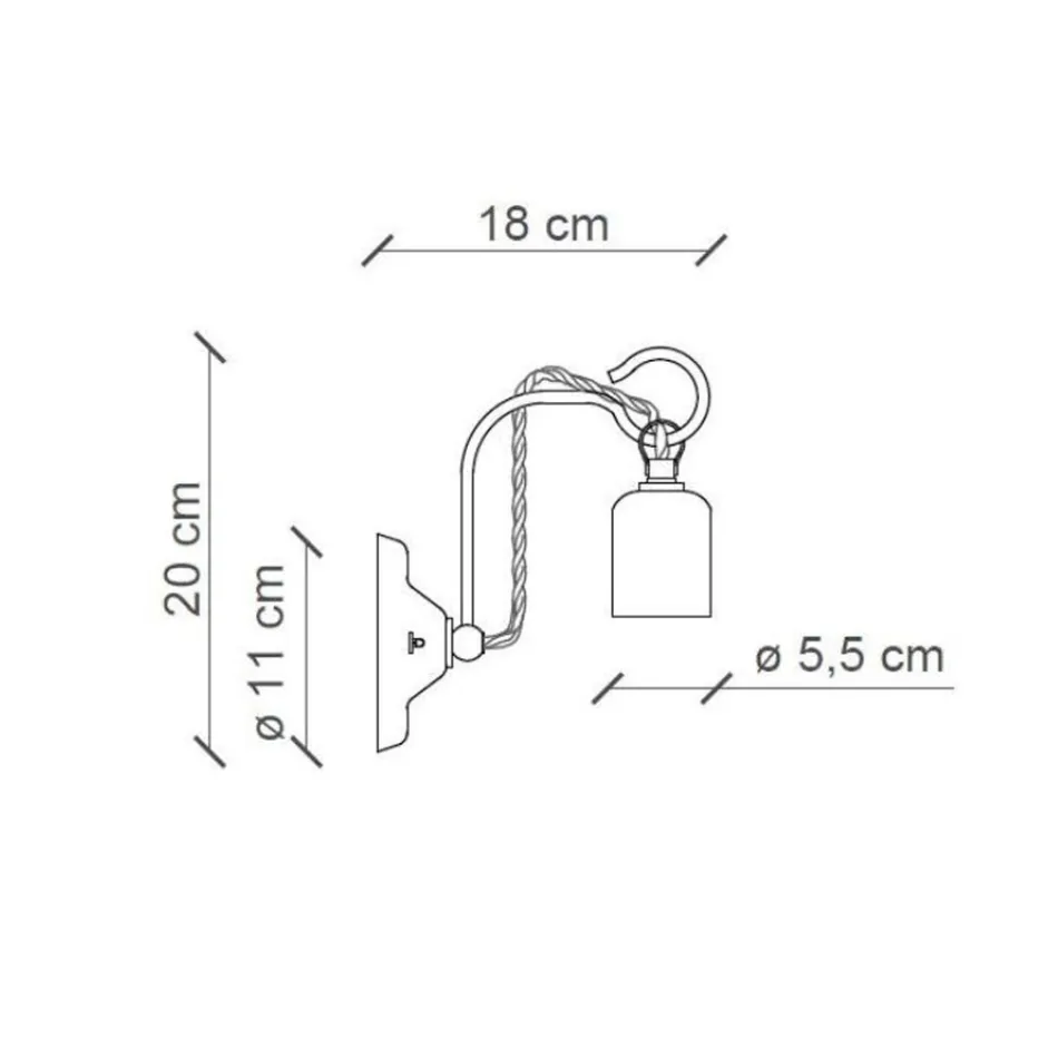 Industrielle handwerkliche Wandlampe aus Eisen und Keramik - Vintage Viadurini