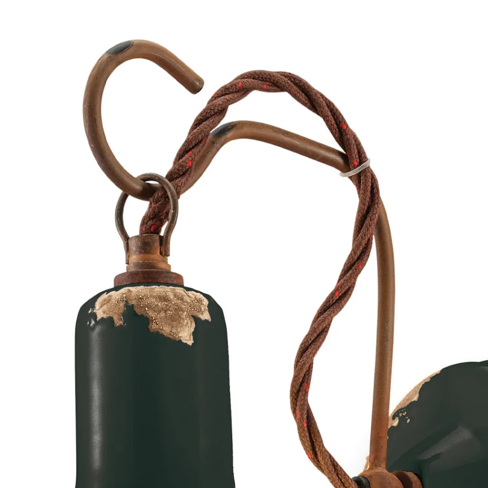 Industrielle handwerkliche Wandlampe aus Eisen und Keramik - Vintage Viadurini