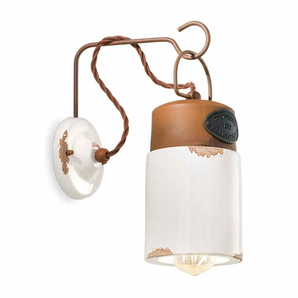 Wandlampe aus Keramik und Eisen Rost Desiree Ferroluce Viadurini