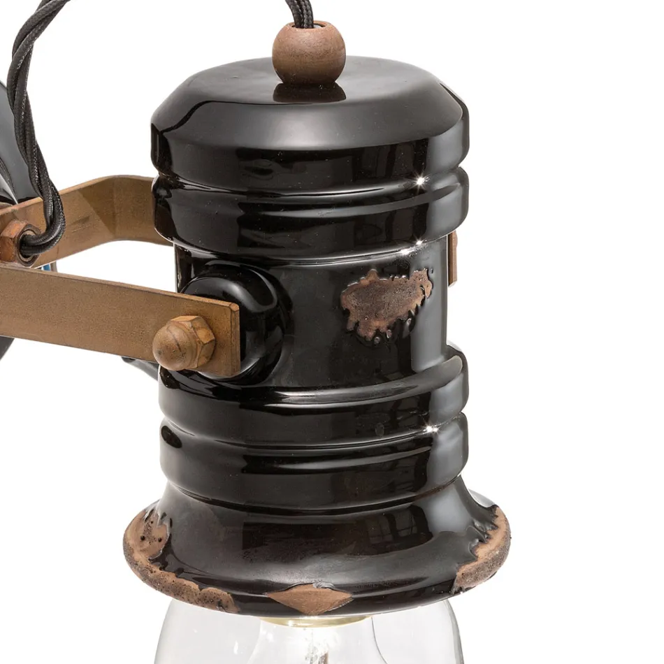 Wandleuchte aus Eisen und industrieller handgefertigter Keramik - Urban Viadurini