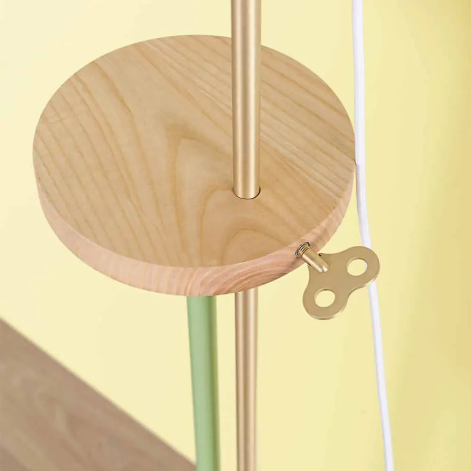 Design Stehleuchte aus Stahl, Esche und Messing Made in Italy - Pitulla Viadurini